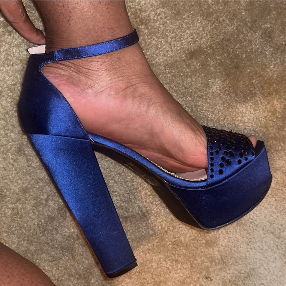 Madison Shoedazzle Blue Rhinestone Heels
